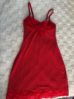 Victoria's Secret Red Polka Dot Lace Chemise